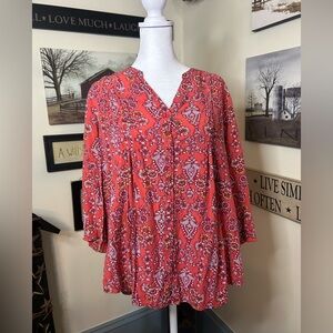 St. John's Bay Red Floral Blouse